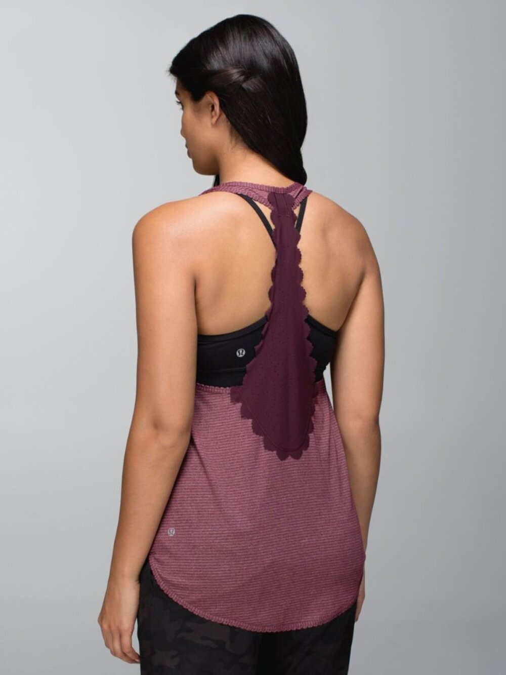 LULULEMON 105 F Singlet Laser-Cut Heathered Bordeaux Drama Size 4